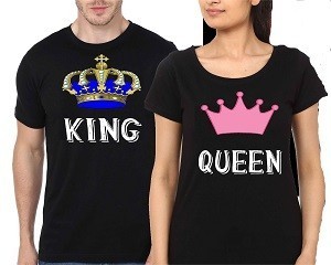 Couple King n Queen Black T-Shirt-Crown-