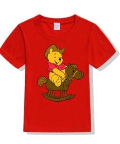 Red Teddy on Horse Kid's Printed T Shirt