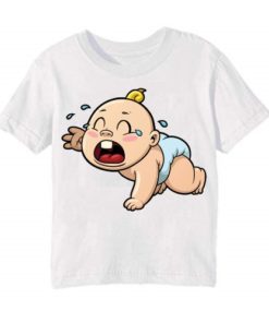 White Crying Baby Kid's Printed T Shirt
