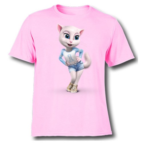 Pink Angela in Blue Kid's Printed T Shirt