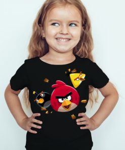 Black Girl Flying Angry Birds Kid's Printed T Shirt