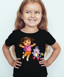 Black Girl Dora with monkey Kid's Printed T Shirt