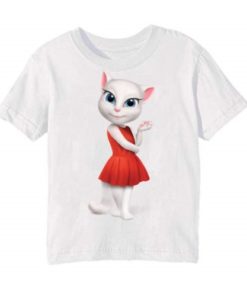 White Talking Angela in red dress Kid's Printed T Shirt