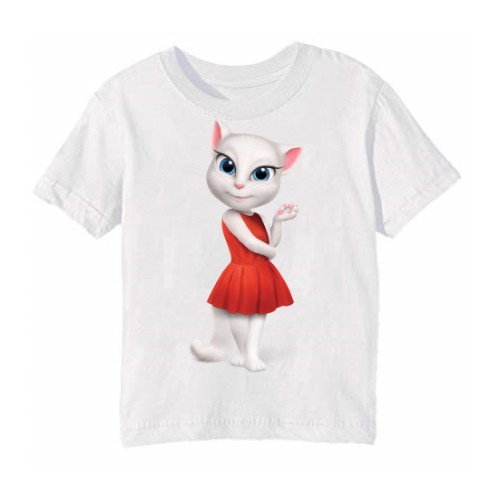 White Talking Angela in red dress Kid's Printed T Shirt