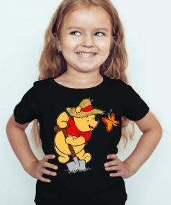Black Girl Digging Bear & Butterfly Kid's Printed T Shirt