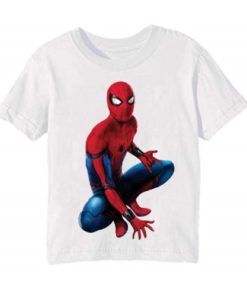 White sitting spider man Kid's Printed T Shirt