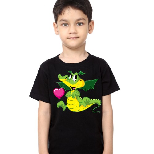 Black Boy china dragan in green Kid's Printed T Shirt