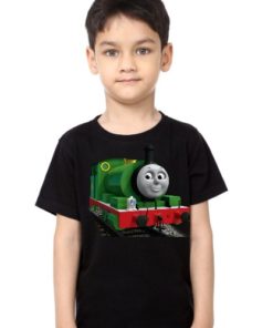 Black Boy Smiley Train Kid's Printed T Shirt