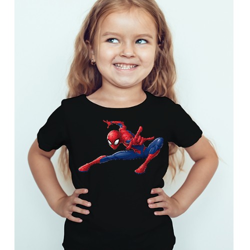 Black Girl Swinging Spider man Kid's Printed T Shirt