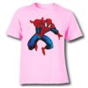 Pink Aiming Spider Man Kid's Printed T Shirt