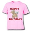 Pink Teddy With Happy birthday quote Kid's Printed T Shirt
