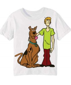 White Scooby with Shaggy Kid's Printed T Shirt