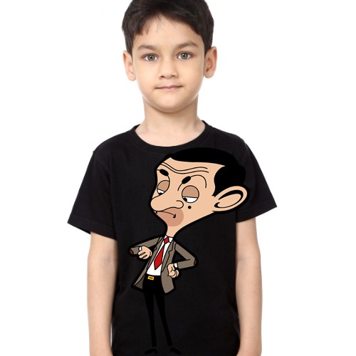 Black Boy Catoonized Mr.Bean Kid's Printed T Shirt