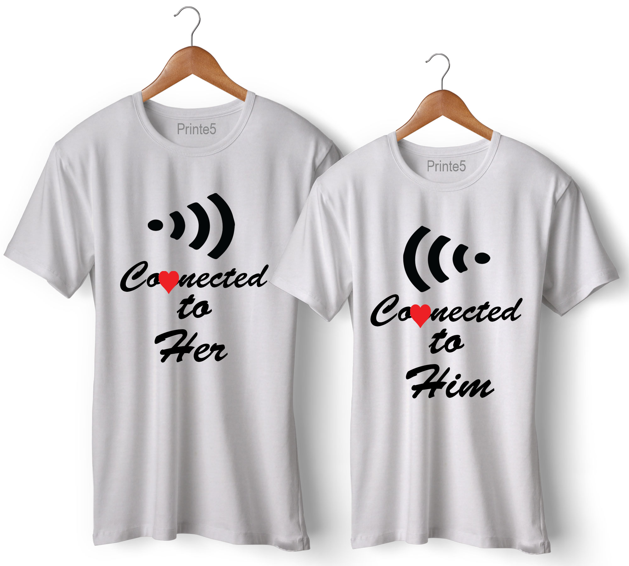 Wifi Printed Couple T-Shirt