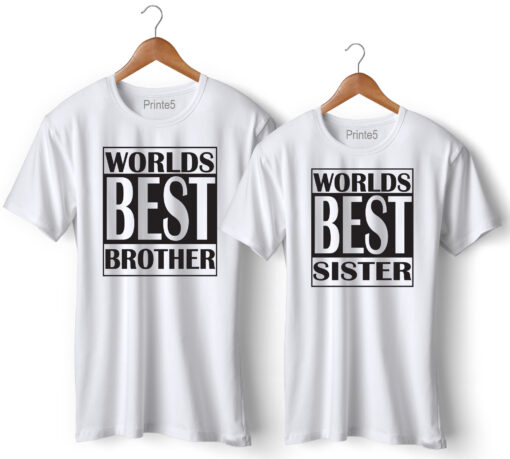 World Best Brother Sister Printed Couple T-Shirt