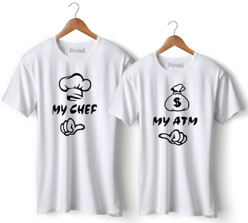 My Chef My ATM Printed Couple T-Shirt