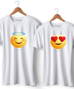 Smiley Printed Couple T-Shirt