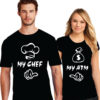 My Chef My ATM Printed Couple Black T-Shirt